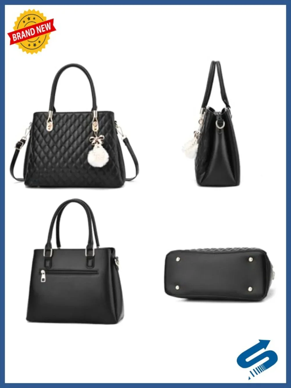 Faux Leather Satchel with Removable Strap